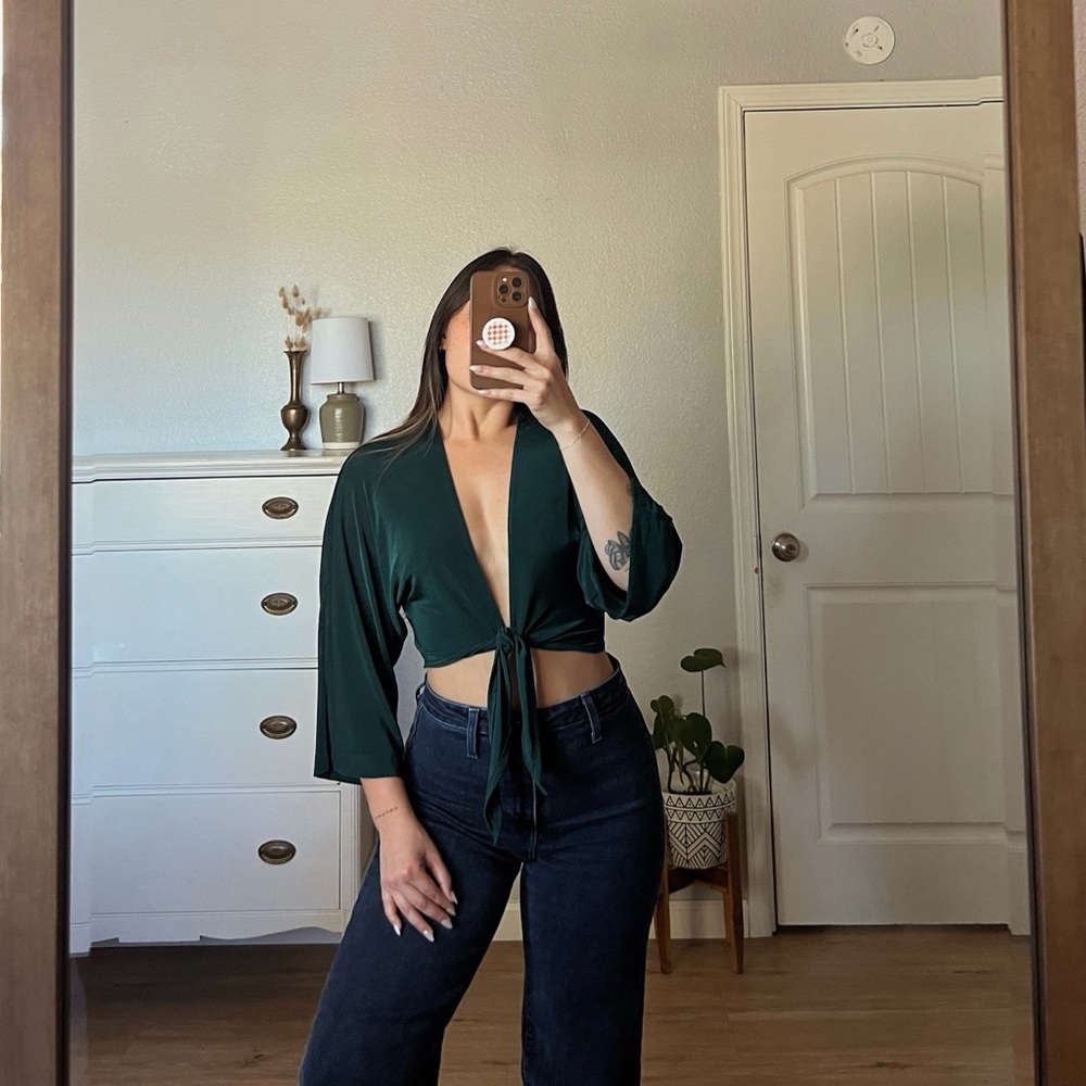 Urban Outfitters Emerald Wrap Top